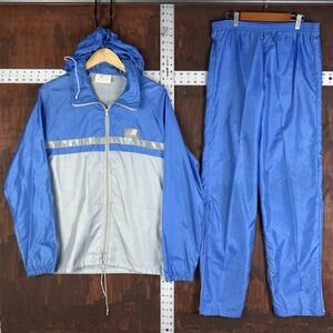 NEW BALANCE Spell Hooded Windbreaker Track Suit‎ Jacket Blue 80s Men's Medium